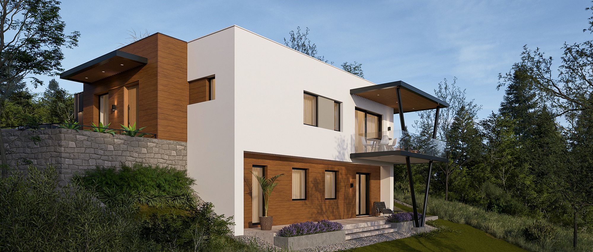 Obiteljska kuća s ravnim krovom – arhitektura s obrnutom funkcionalnom organizacijom