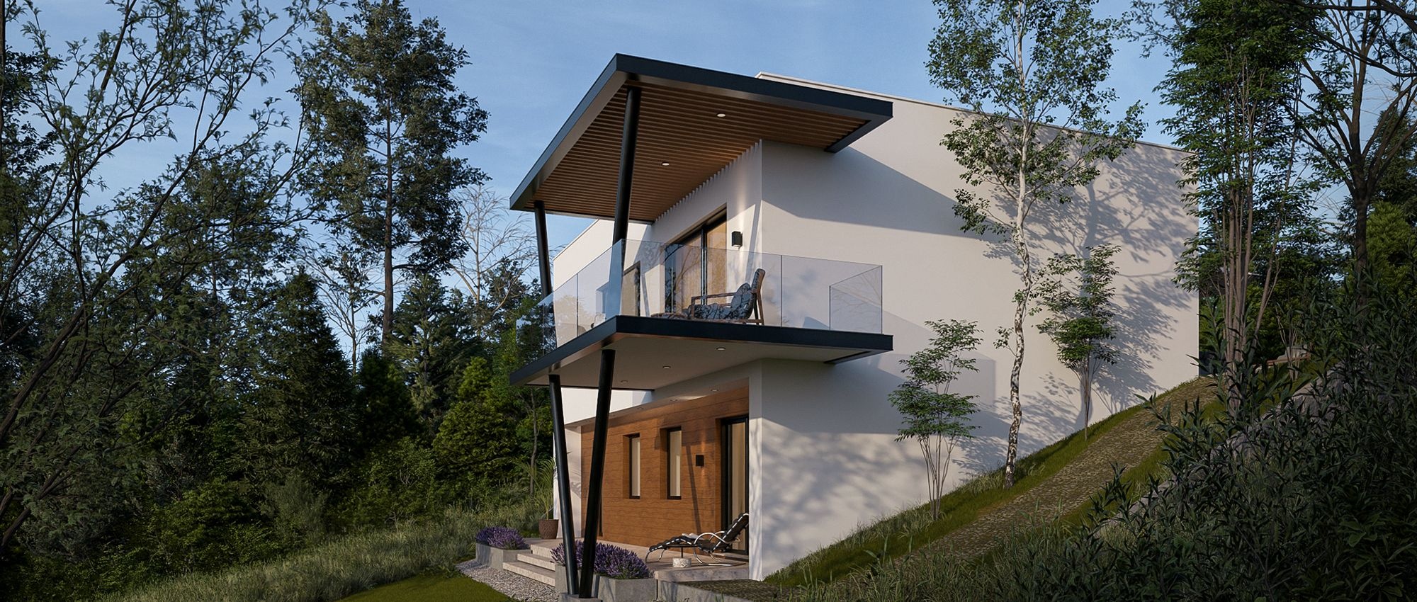 Obiteljska kuća s ravnim krovom – arhitektura s obrnutom funkcionalnom organizacijom