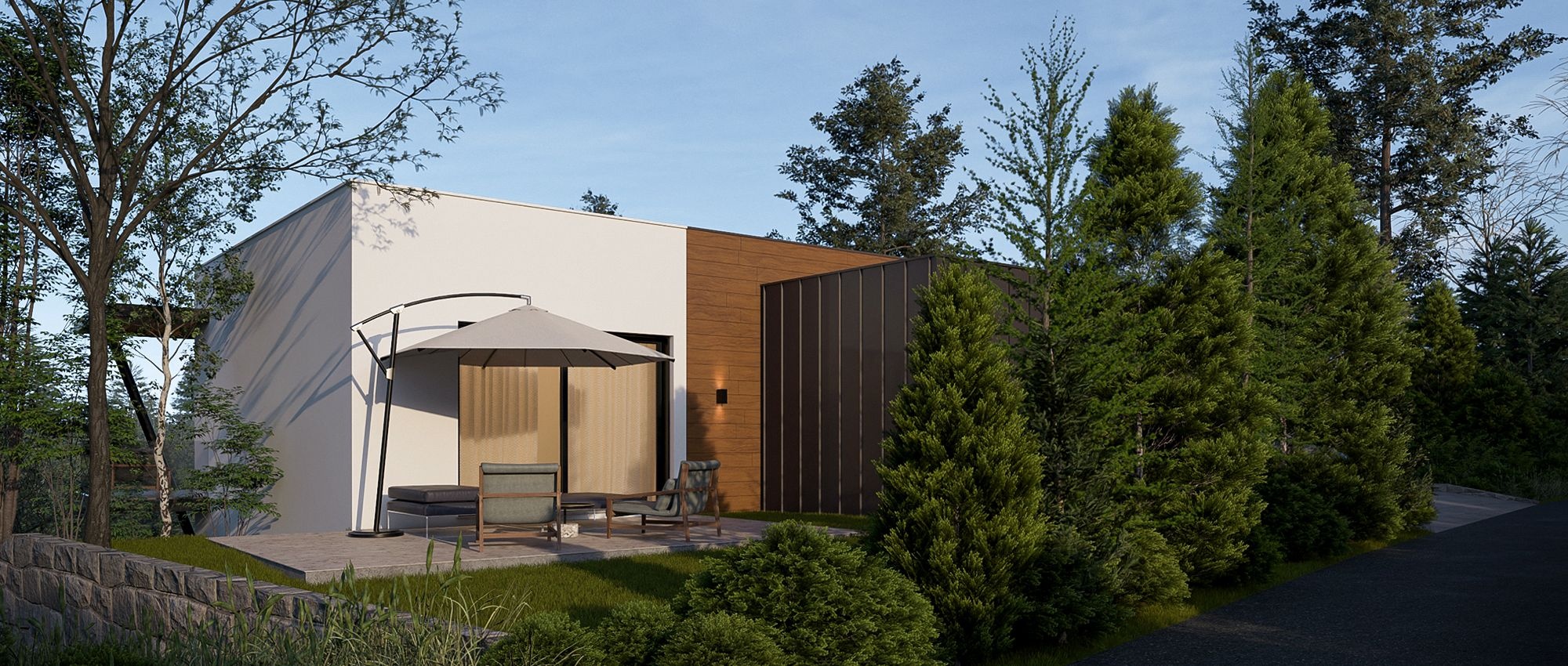 Obiteljska kuća s ravnim krovom – arhitektura s obrnutom funkcionalnom organizacijom